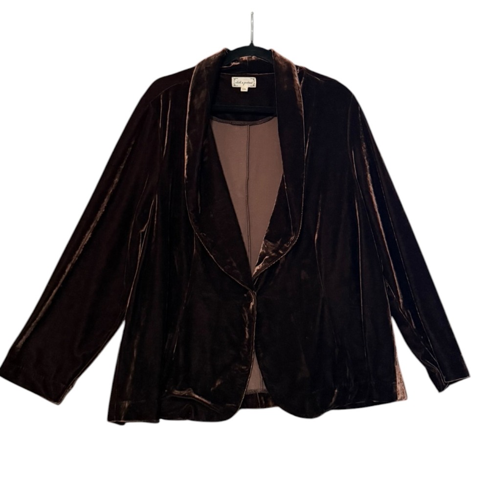 Cloth & Portrait Dark Academia Brown Velvet Blazer Shawl Collar Jacket XXL Goth